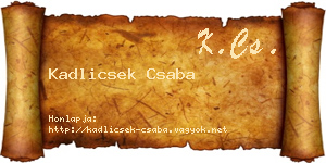 Kadlicsek Csaba névjegykártya